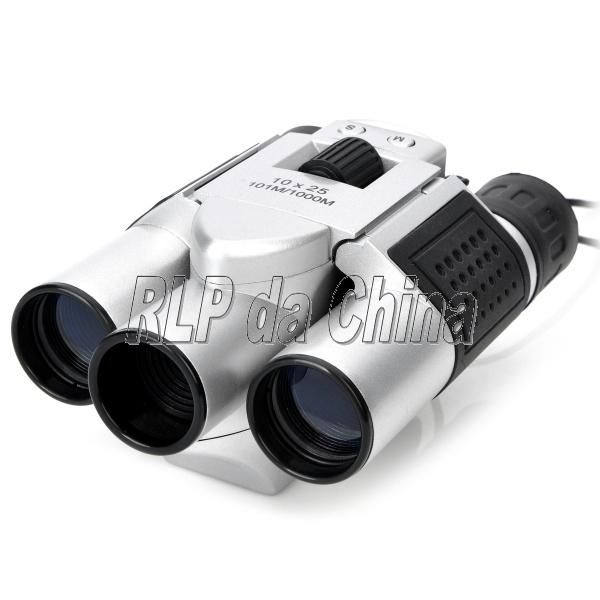 300KP CMOS 10x25 Telescópio Binocular Câmera Digital - Prata
